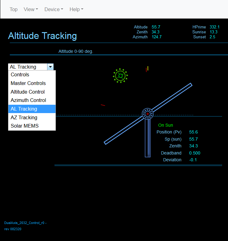 solar altitude tracking